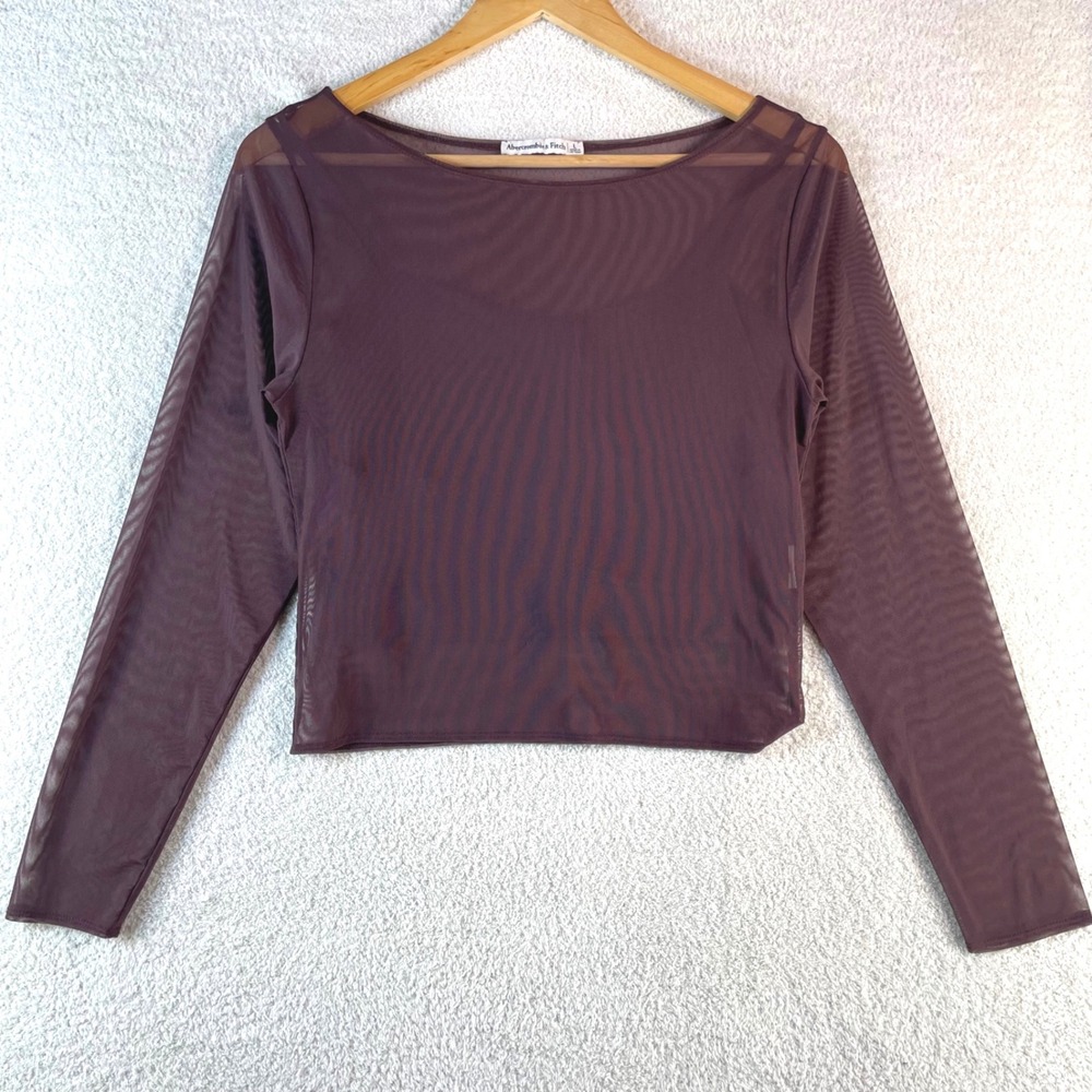 abercrombie & fitch bra-free long slv mesh top L festival cybergoth 90s grunge